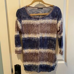 David Cline Blue and Brown Women's Top size L